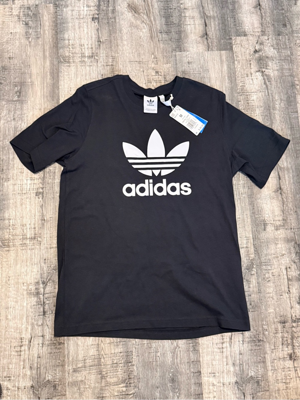 adidas Black T-Shirt with White Trefoil Logo NWT Size Medium
